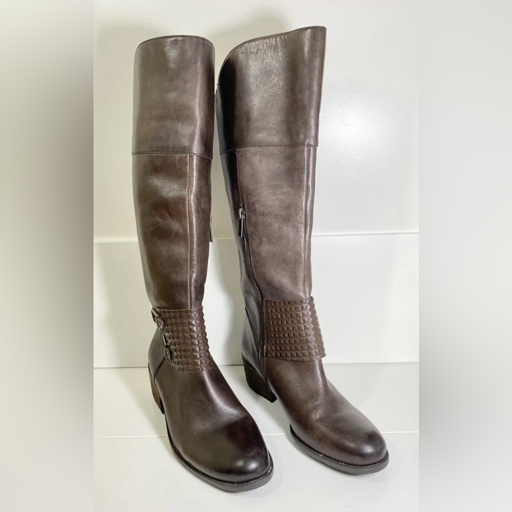 Brown Leather Knee High Boots Size 7.5 Timeless Equestrian Classic